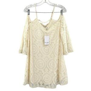 Love, Fire Women's Lace Cold Shoulder Ivory Dress New